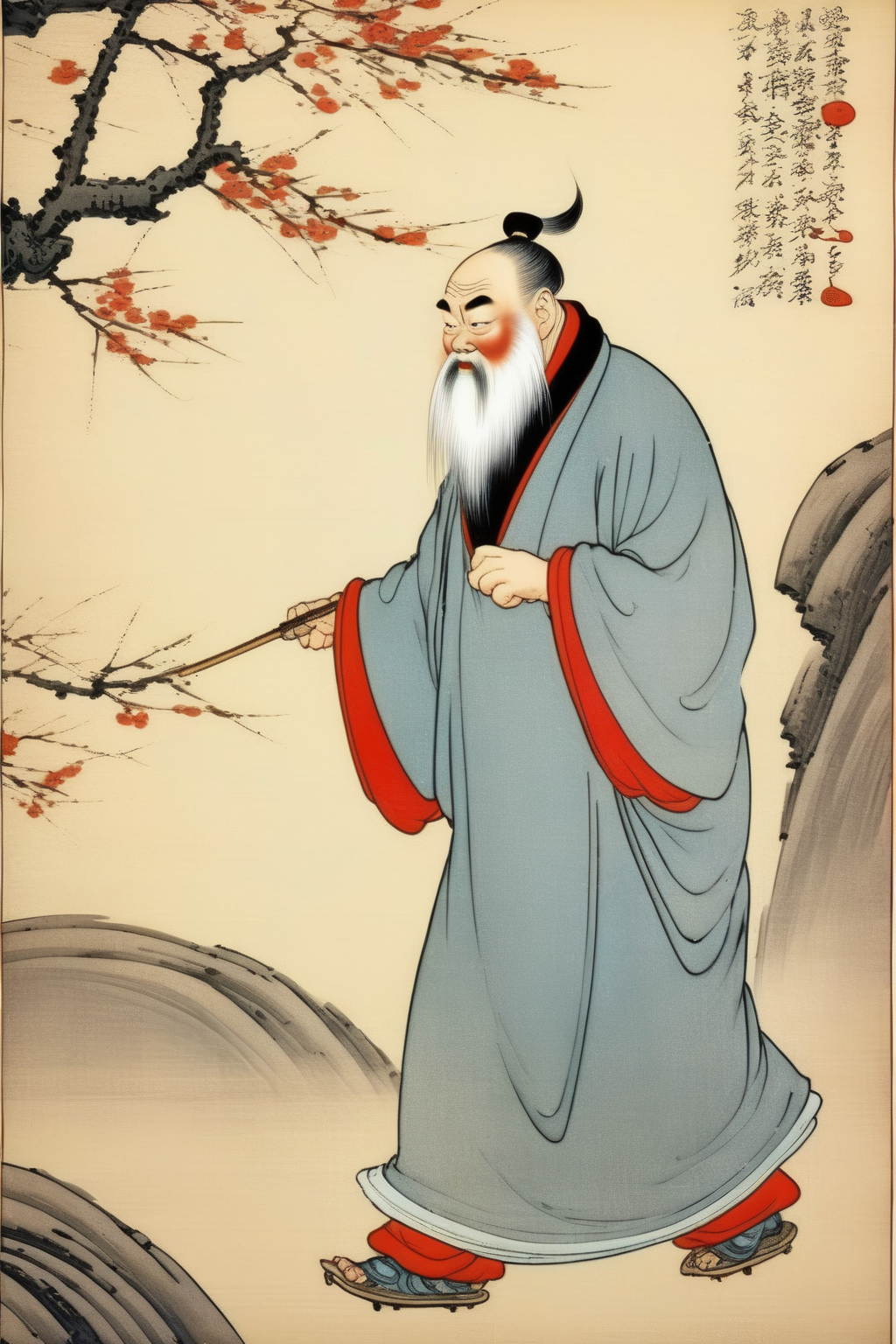 00176-649174321-_lora_Ohara Koson Style_1_Ohara Koson Style - ohara koson style. Confucius walked with great strides. Ancient China.png